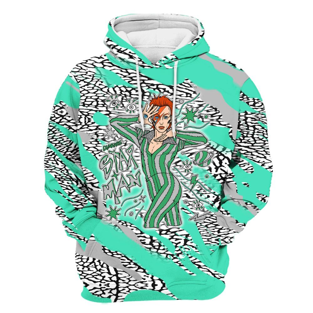 Hoodie To Match Black Green Glow 3s - Starmans Graphics Colored All Over Print