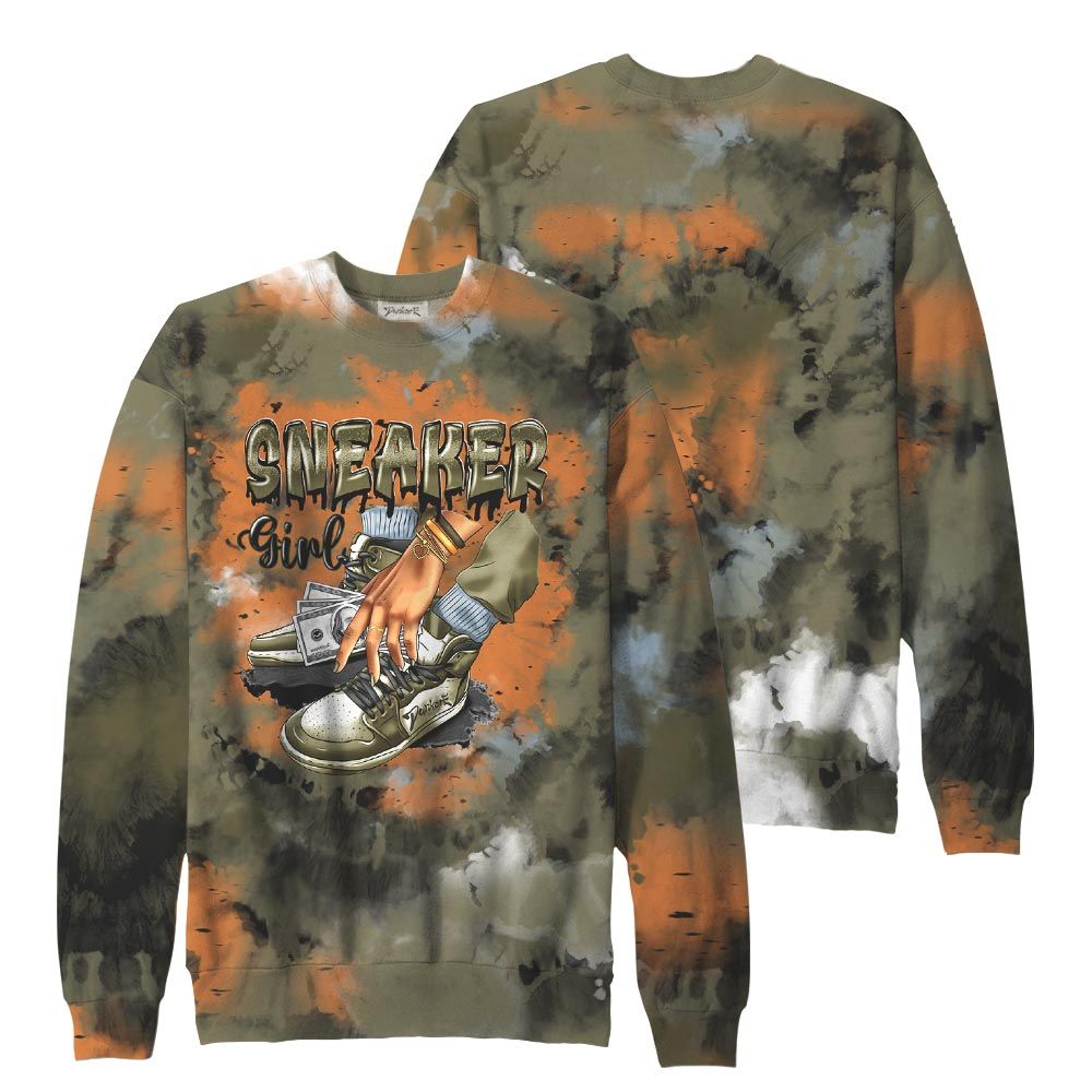 Sweatshirt To Match, Olive 5s Sweatshirt, SNEAKER Girl Money Drip Tie Dye Sweatshirt Outfit 903 NCT