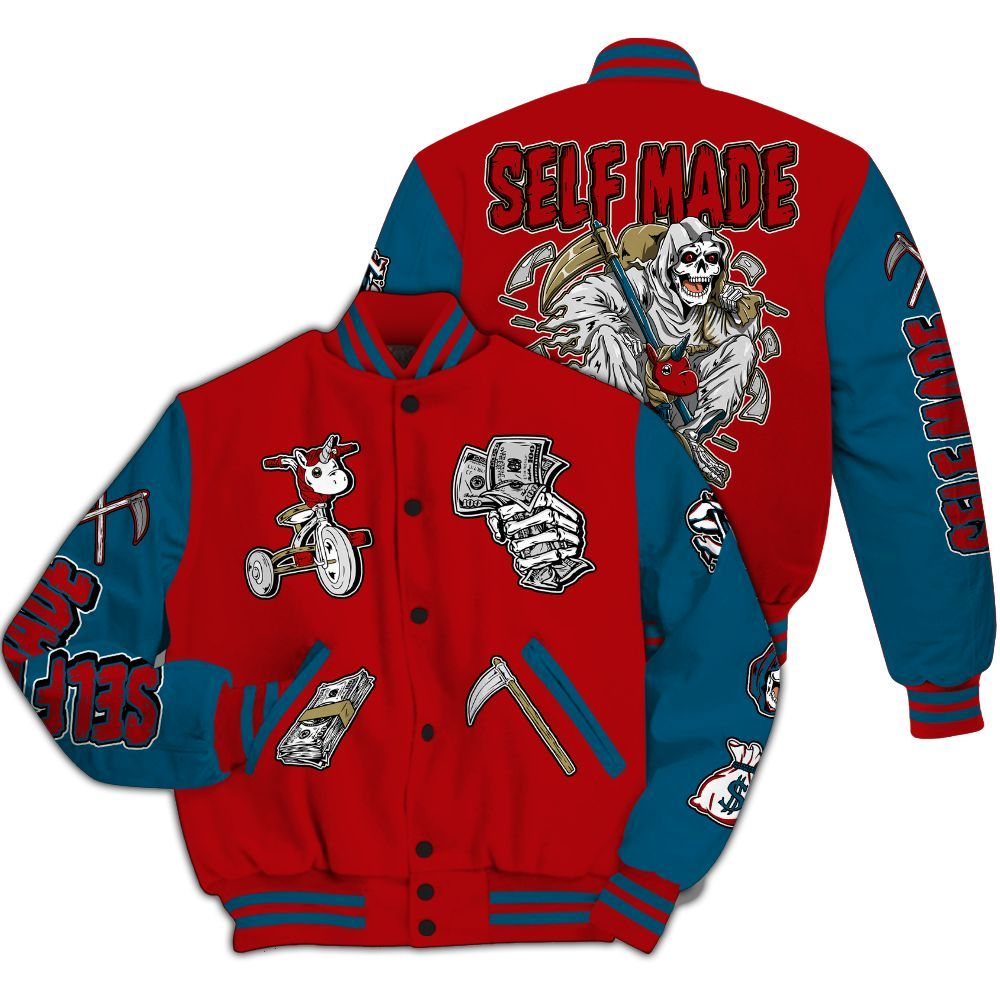 Varsity Jacket To Match OG Varsity Red 17s - Self Make Skeleton All Over Print