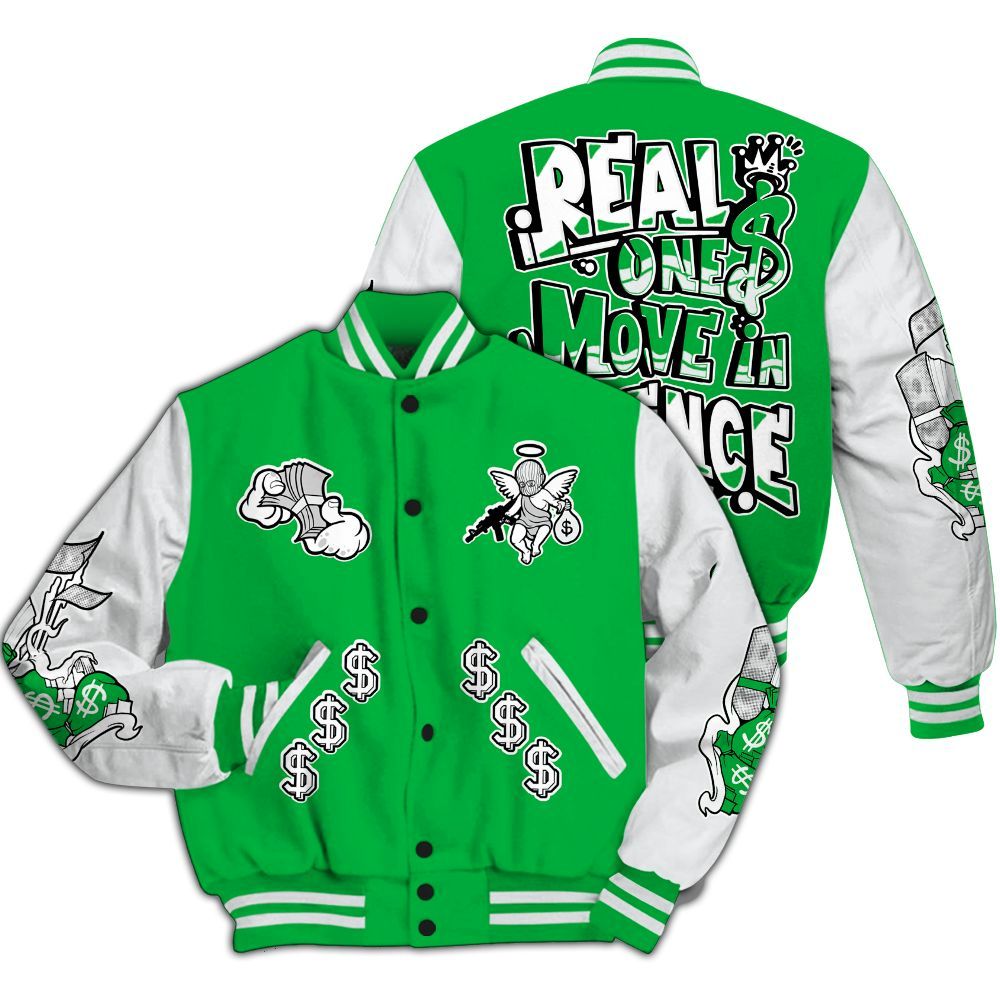 Varsity Jacket To Match Lucky Green 5s - Ones Move In Silence Graphic All Over Print