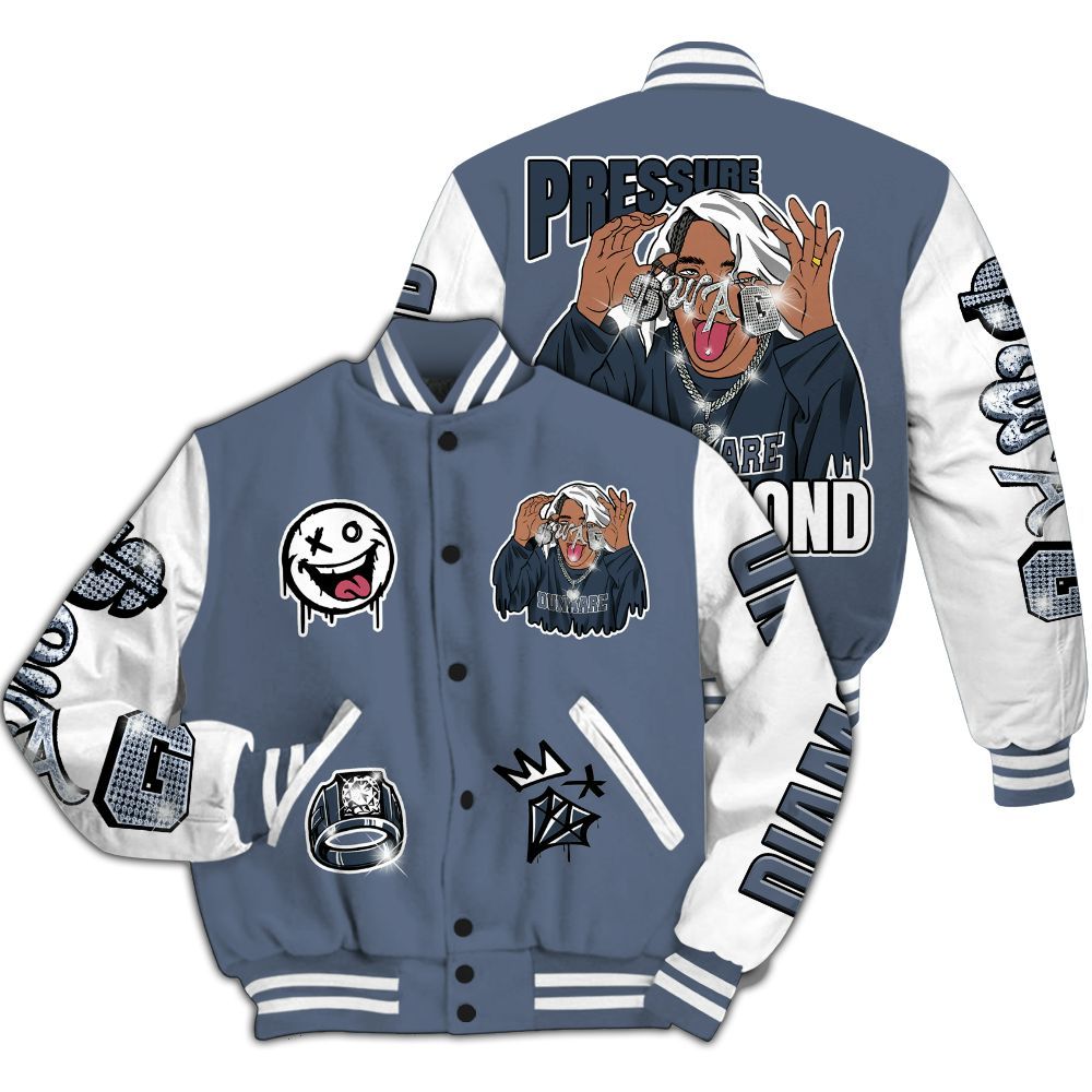 Varsity Jacket To Match Low Diffused Blue 11s - Pressures Makes Varsity Jacket To Match All Over Print