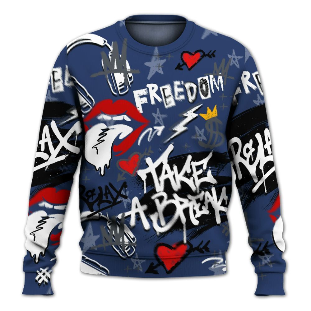 Sweatshirt To Match Retro Flint 13s - Take Break Freedom Graffiti Streetwear All Over Print