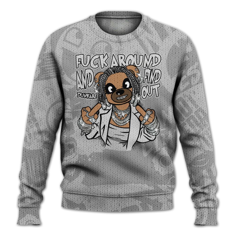 Knitted Sweater To Match Black Wolf Grey 12s - F#ck Around Bear Bear Monogram Graffiti