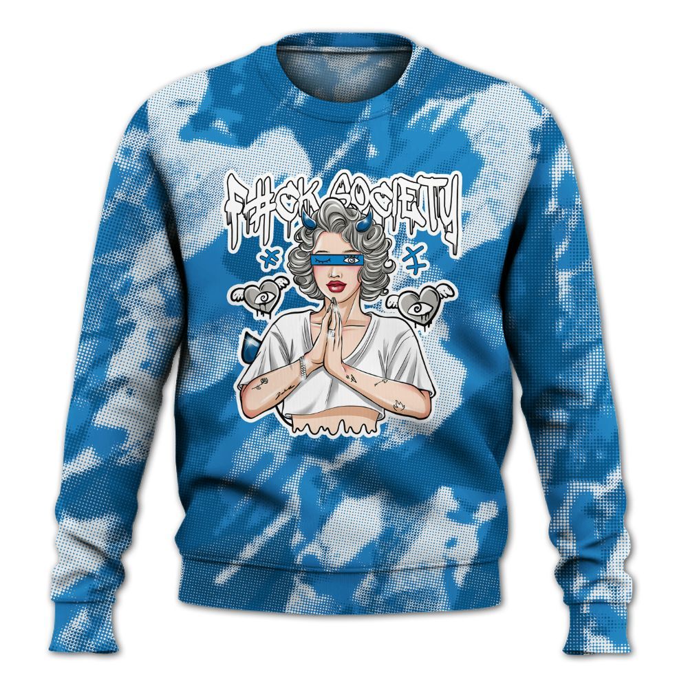 Sweatshirt To Match Industrial Blue 4s - F#ck Xociety Halftone All Over Print