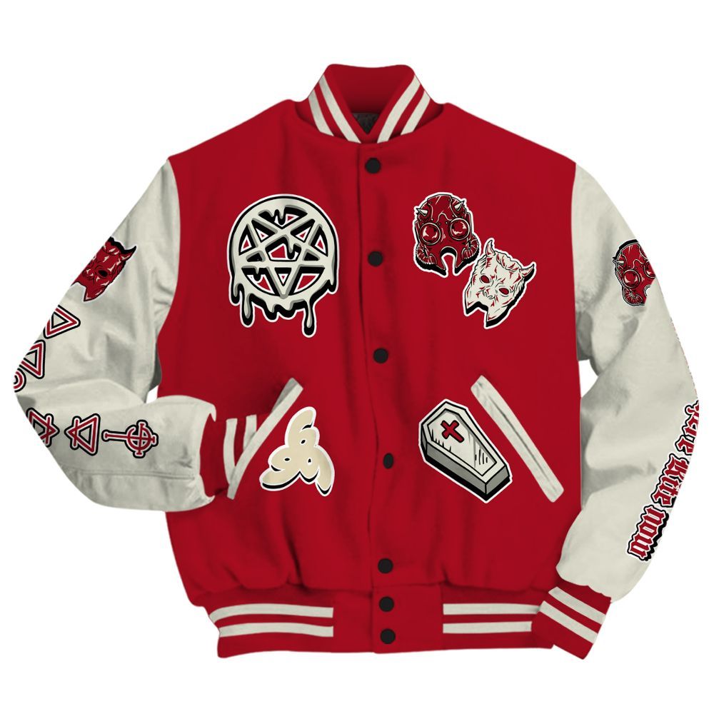 Varsity Jacket To Match 2025 High OG Cinnabar 1s - Apocalypse Skeleton All Over Print