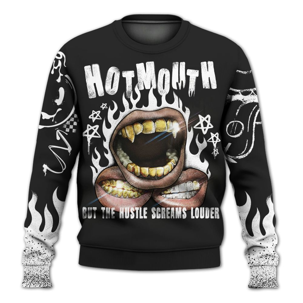 Sweatshirt To Match Black Cat NET 4s - Mouth Burning Street Style All Over Print