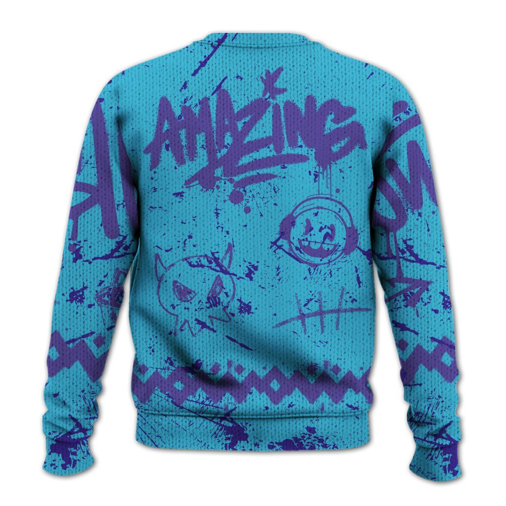 Knitted Sweater To Match Retro Aqua 6s - Friday Sneaker Crayon