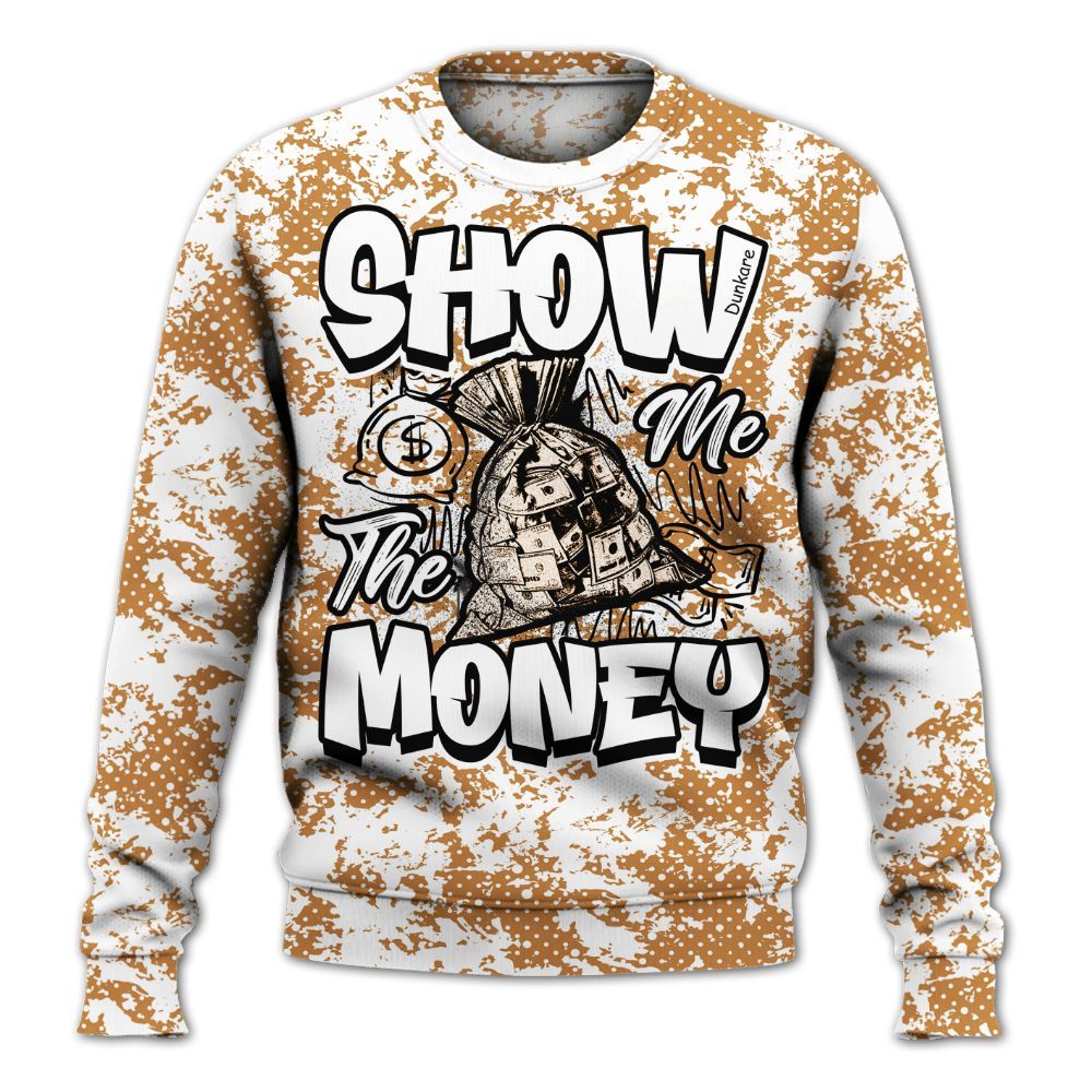 Sweatshirt To Match Dunk Low Nature Wheat Suede - Show Me The Money Retro All Over Print