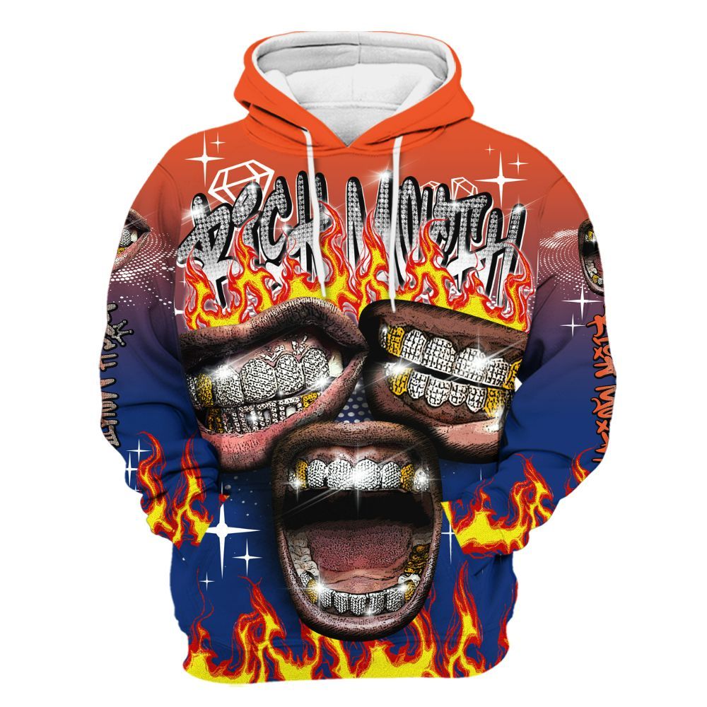 Hoodie To Match Suede GS League - Rich Mouth Fire Rap Retro 90s All Over Print