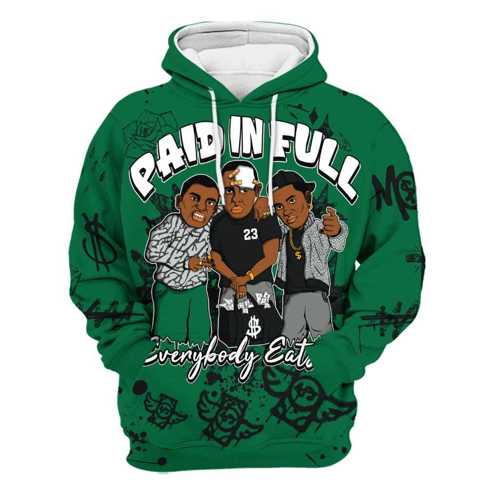 Hoodie To Match Pine Green 3s - Everybody Paid In Full Crayon All Over Print