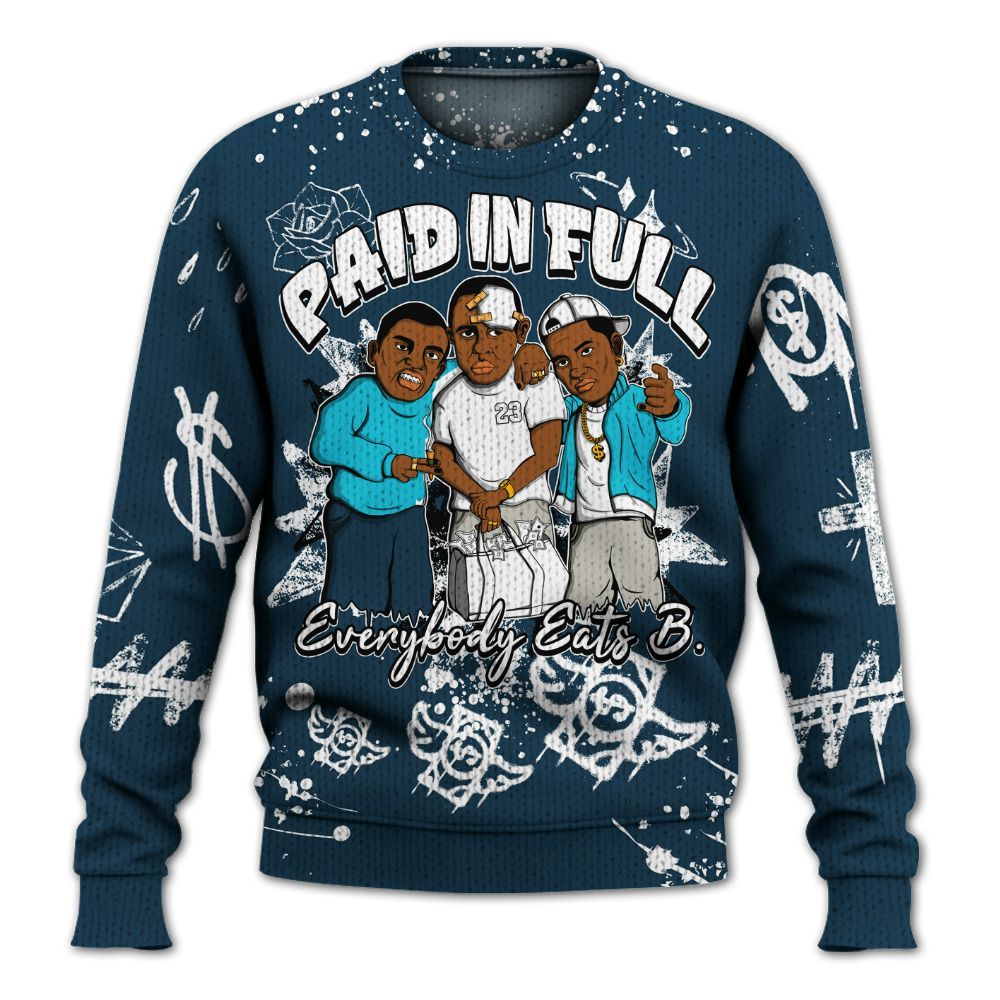 Knitted Sweater To Match Air Navy Baltic Blue - Everybody Paid In Full Crayon