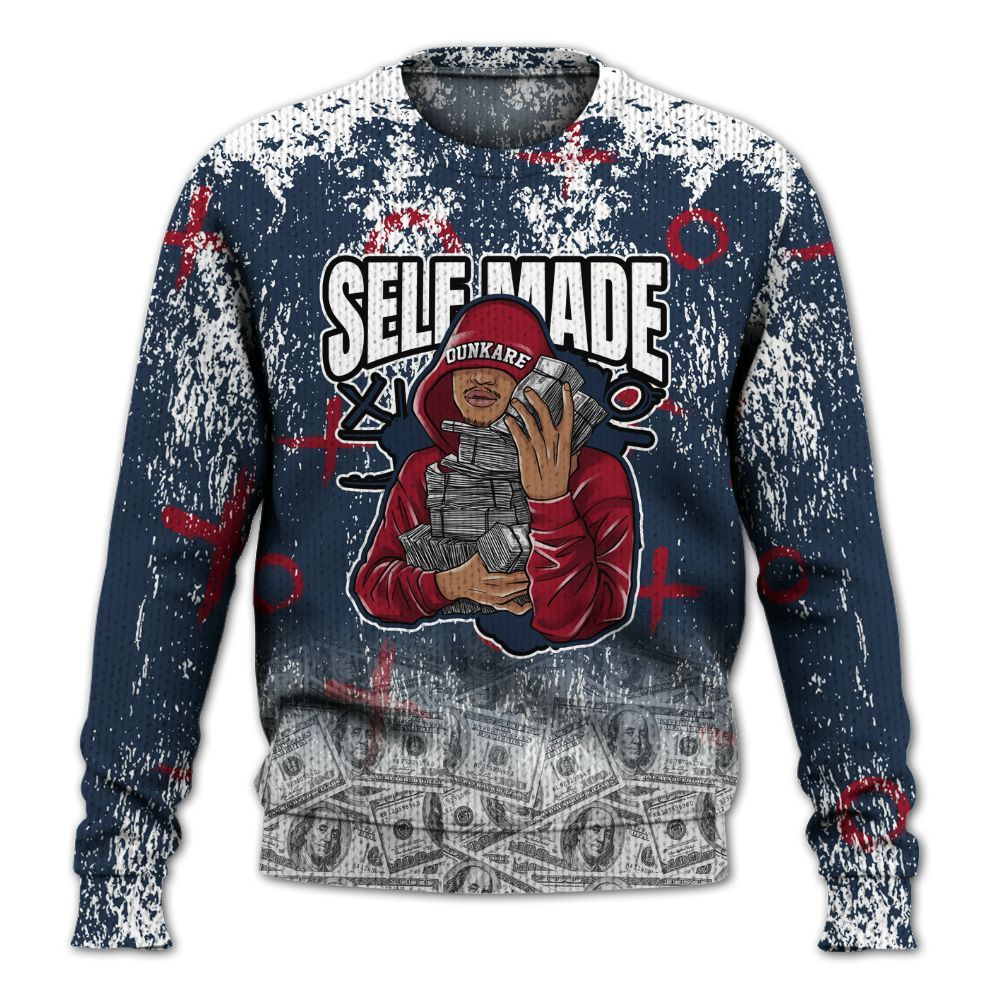 Knitted Sweater To Match White Midnight Navy 6s - Selfmade Unique Grunge