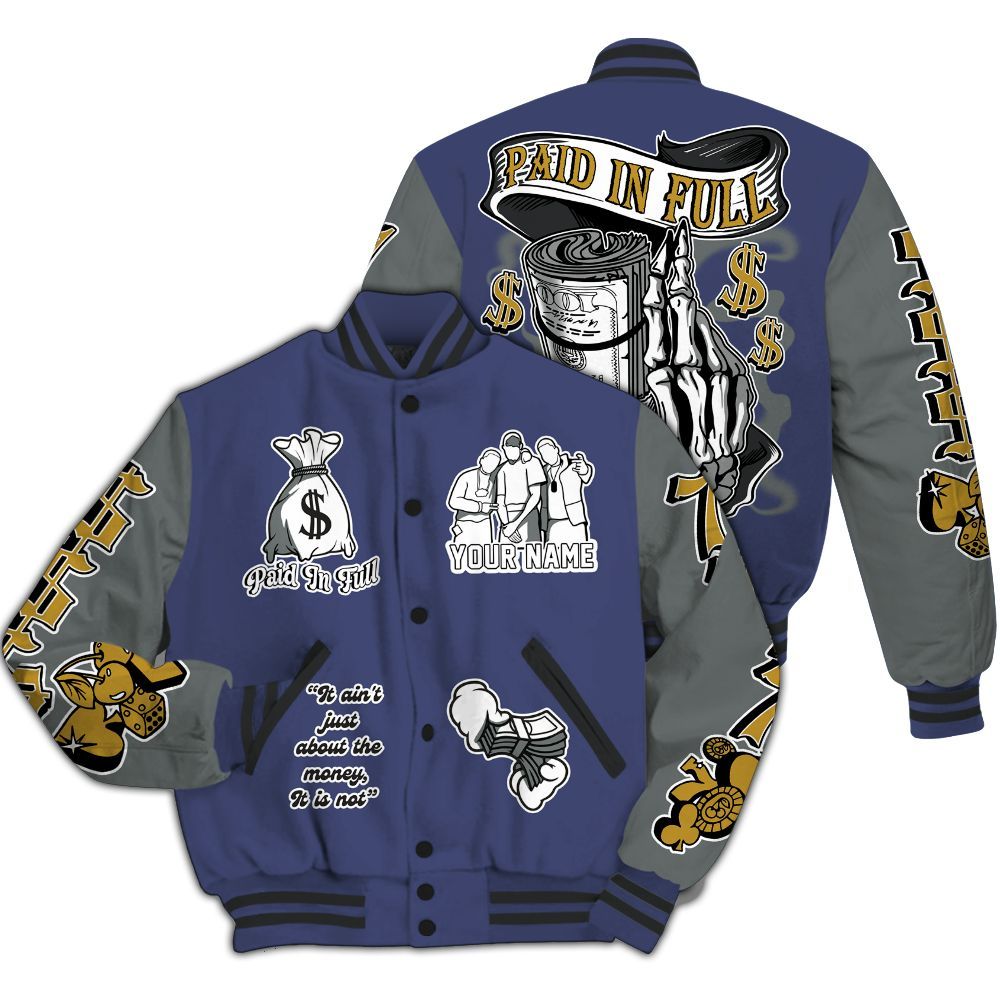 Varsity Jacket To Match Lakeshow 4s - Paid In Full Baseball Varsity Jacket Custom Name All Over Print