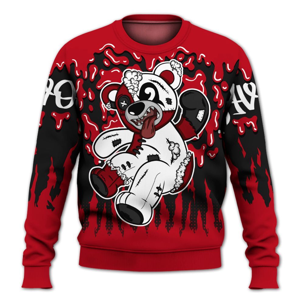 Sweatshirt To Match Bred Velvet 11s - Havok Bear Dripping All Over Print