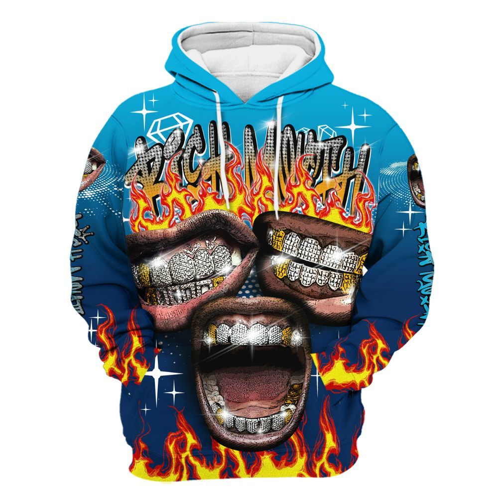 Hoodie To Match Dunk Low GS Electric Algae - Rich Mouth Fire Rap Retro 90s All Over Print