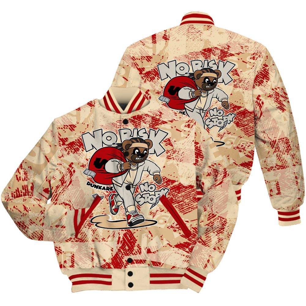 Varsity Jacket To Match Dunk Low Strawberry Waffle Shirt - Certain Bear Abstract Graffiti All Over Print