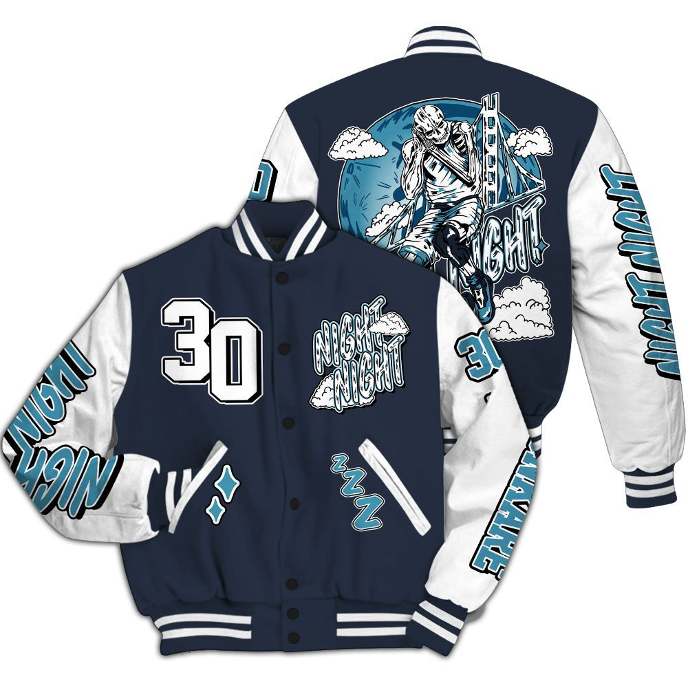 Varsity Jacket To Match Retro Obsidian 13s - Seeya Skeleton All Over Print