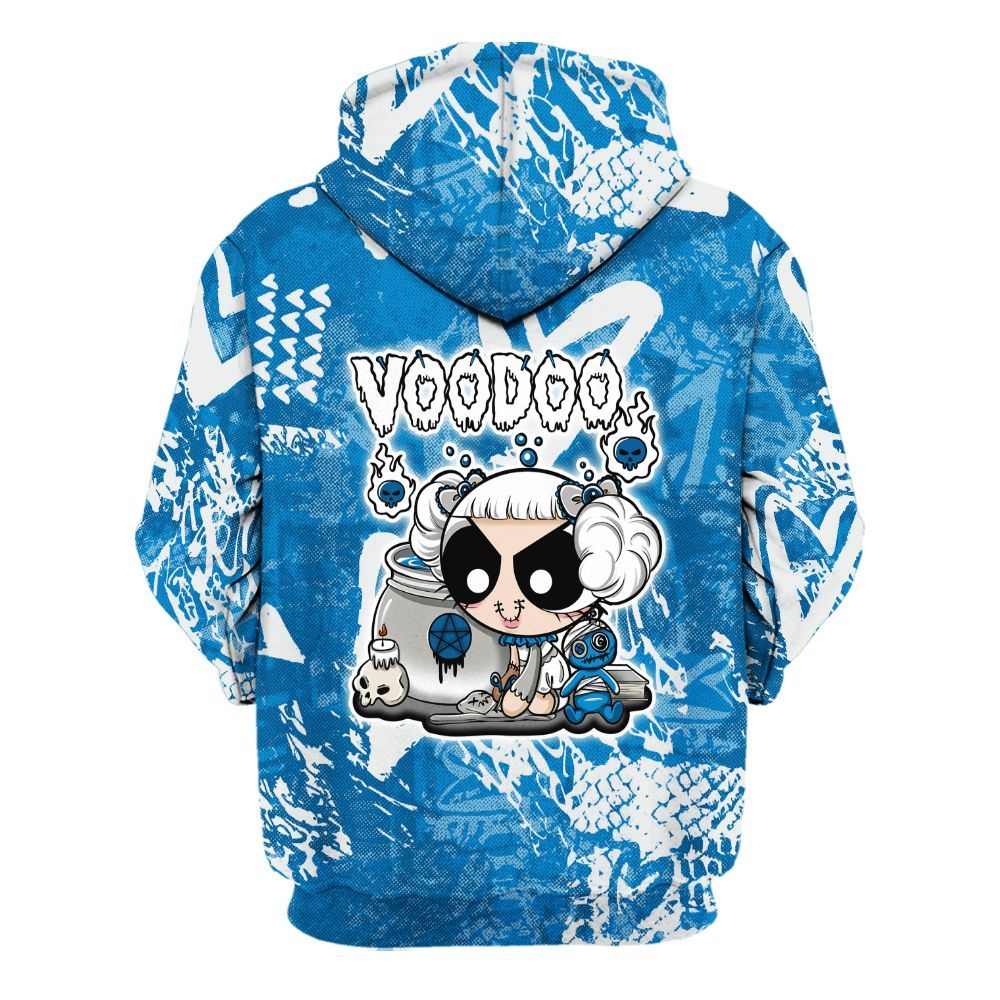 Hoodie To Match Military Blue 4s - Voodooz Heart Grunge All Over Print