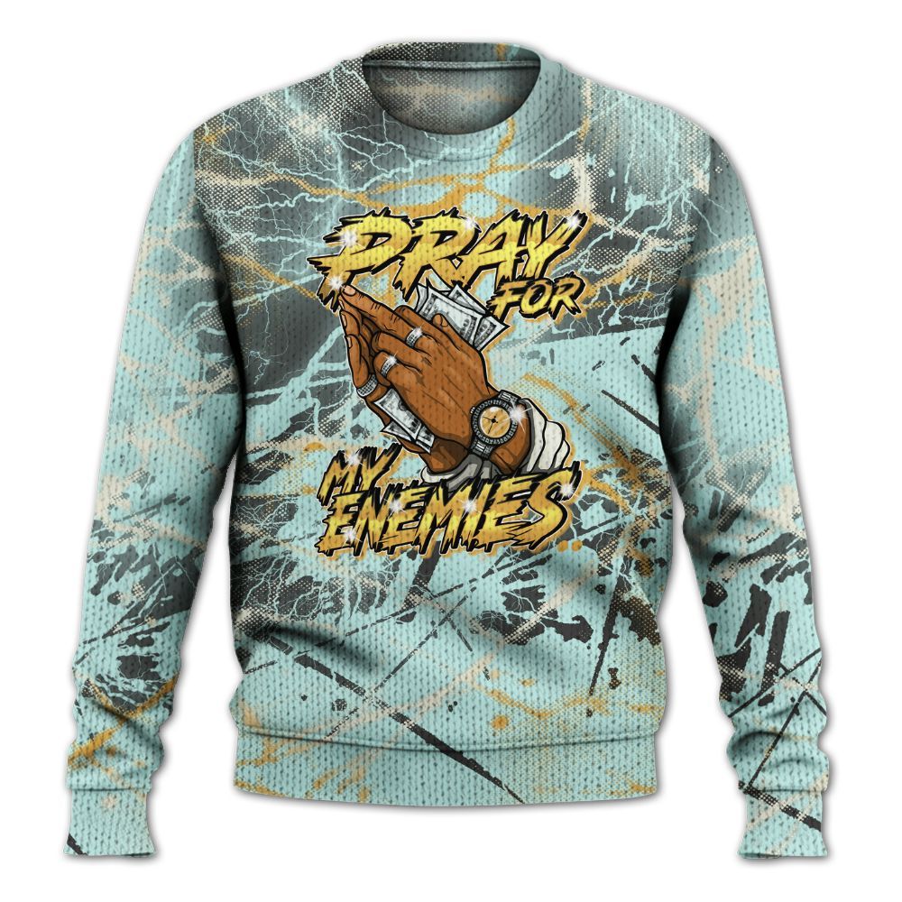 Knitted Sweater To Match Pure Platinum 4s - Prayed For Enemies Graphic