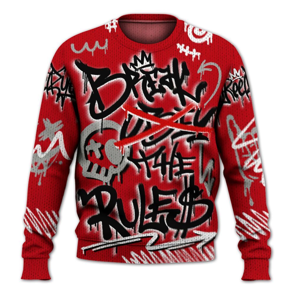 Knitted Sweater To Match Air Griffey Max Gray Reds 1s - Break Rules Streetwear